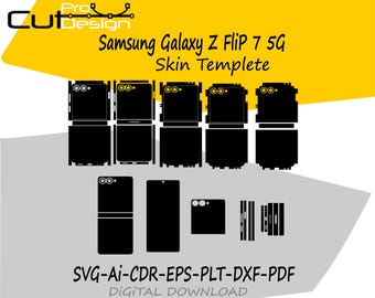Modello skin vettoriale per Samsung Galaxy Z Flip 7, layout skin, fustella skin, file di taglio skin Galaxy Z Flip 7 5G, file di taglio SVG per Z Flip 7 5G