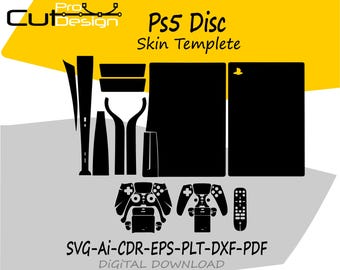 PS5 schijf en controller skin sjabloon vector skin lay-out skin stans bestand svg skin lay-out skin gesneden vector - PS5 schijf en controller