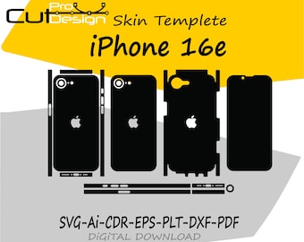 iPhone 16e Skin template vector file skin die cut layout - iphone 16e SKin cut file - iphone 16e SVG CUT FILE - iphone 16e Skin Template