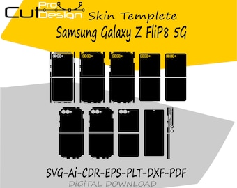 Samsung Galaxy Z Flip 8 5G 2026 Skin-Vektorvorlage, Skin-Layout, Skin-Stanzteile - Samsung Z Flip 8 SVG-Schnittdatei - Samsung Z Flip 8 SVG-AI-CDR