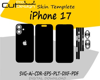 Modello vettoriale skin per iPhone 17, layout skin, fustelle skin, file svg skin - File di taglio skin per iPhone 17 - FILE DI TAGLIO SKIN PER iPhone 17