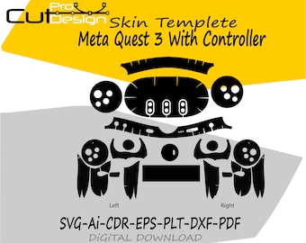 Meta Quest 3 Headset With Controller Skin vector template file skin die cut layout Meta Quest 3 Skin cut file