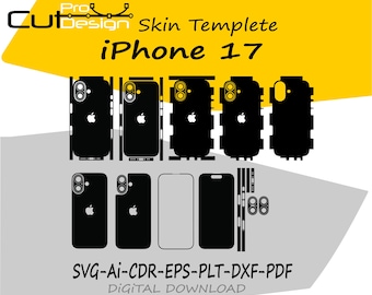 iPhone 17 skin vector sjabloon skin lay-out skin stansen - iPhone 17 Skin snijbestand - iPhone 17 SVG SNIJBESTAND - iPhone 17 Skin Sjabloon