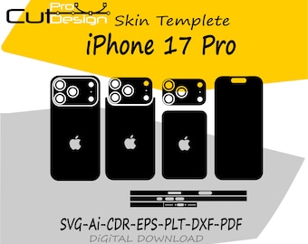 Modello vettoriale skin per iPhone 17 Pro, layout skin, fustelle skin, file svg skin - File di taglio skin per iPhone 17 Pro - FILE DI TAGLIO SKIN per iPhone 17 Pro