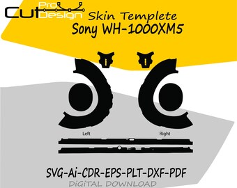 Sony WH-1000XM5 Skin vector template file skin die cut layout - Sony WH-1000XM5 Skin Template - Sony WH-1000XM5 CuT FILe