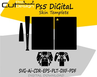 PS5 Digitaal en Controller-skinsjabloon | PlayStation en Controller Skin-sjabloon | SVG Cricut, Silhouette-bestand PS5 Digitaal Skin-skinsjabloon.