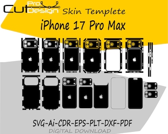 Modello vettoriale skin per iPhone 17 Pro Max, layout skin, fustelle skin - File di taglio skin per iPhone 17 Pro Max - FILE DI TAGLIO SVG per iPhone 17 Pro Max