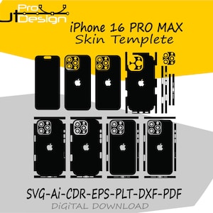 iPhone 16 Pro Max Skin template vector file skin die cut layout iphone 16 pro max SKin cut file - iPhone 16 Pro Max SVG CUT FILE
