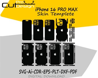 iPhone 16 Pro Max Skin template vector file skin die cut layout iphone 16 pro max SKin cut file - iPhone 16 Pro Max SVG CUT FILE