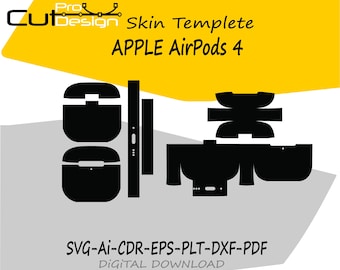Modello skin AirPods 4, layout skin vettoriale, fustelle, file svg skin - File di taglio skin AirPods 4 - Modello skin AirPods 4
