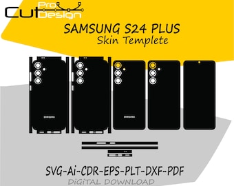 Modello skin vettoriale per Samsung Galaxy S24 plus, layout skin, file di fustellatura skin - file di taglio skin per Samsung S24 plus - file di taglio SVG per Samsung S24 plus