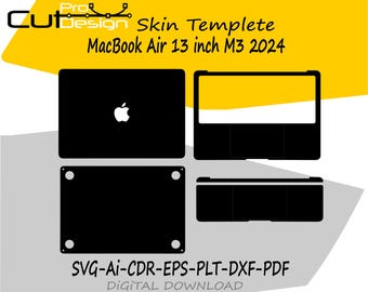 MacBook Air 13 inch M3 2024 skin vector template skin layout skin die cuts - MacBook Air 13 inch M3 2024 Skin cut file