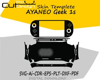 AYANEO Geek 1s skin vector template skin layout skin die cuts - AYANEO Geek 1s Skin cut file - AYANEO Geek 1s svg cut file