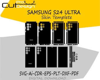 Modello skin vettoriale per Samsung Galaxy S24 Ultra 5G, layout skin, fustelle file svg - File di taglio skin S24 Ultra 5G - FILE DI TAGLIO SVG S24 Ultra