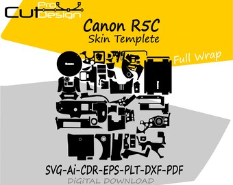 Canon R5C Skin-Vektorvorlage, Skin-Layout, Skin-Stanzteile - Canon EOS R5C Skin-Schnittdatei - Canon R5C SVG-Schnittdatei