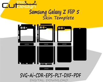 Samsung Galaxy Z Flip 5 5G Skin-Vorlage (Vektor) – Stanzvorlagen für Skins – Stanzvorlagen für Skins – Samsung Z Flip 5 Skin-Schnittdatei – Samsung Z Flip 5