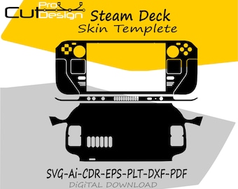 Modello skin Steam Deck, layout skin vettoriale, file fustelle, skin svg, file di taglio skin Cricut Silhouette Steam Deck