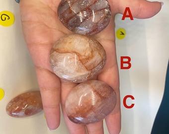 Fire Quartz Palm Stone Crystals ( You Choose )