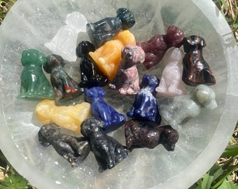 Dog Crystal Carving - 1.5” tall ( You Choose Stone Type )