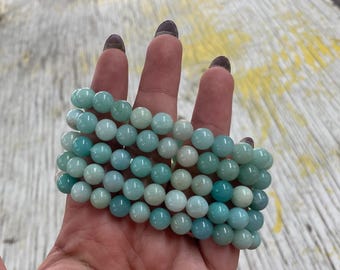 8 mm High Quality Caribbean Calcite Beaded Bracelets,  Unique Crystal Bracelets