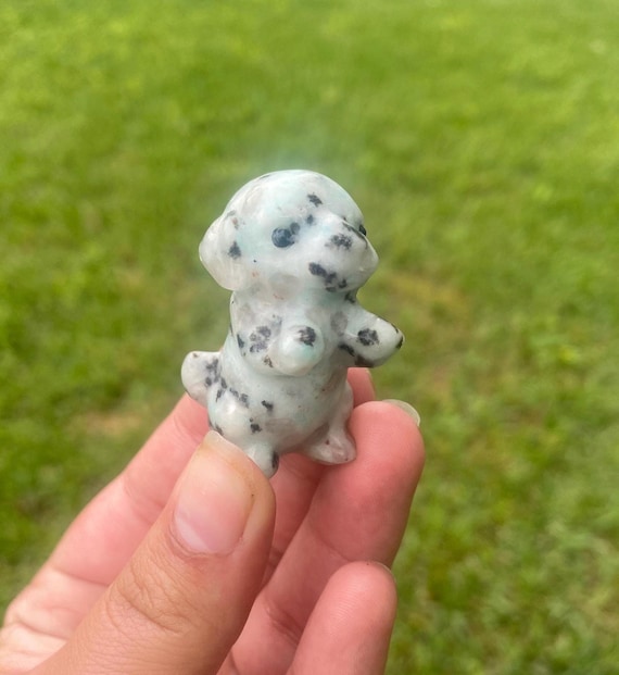 Puppy Crystal Carving - Kiwi Jasper / Lotus Jasper