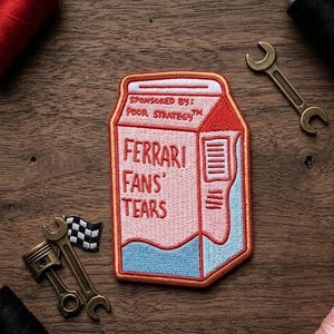 Embroidered Ferrari Fans Tears Milk Carton Patch Poor Strategy Racing Iron On Badge