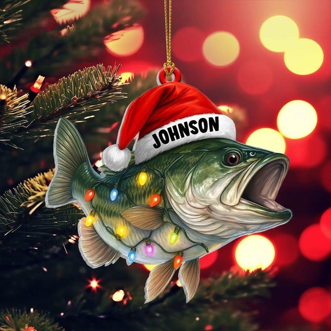 Personalized Bass Fishing 2D Flat Acrylic Ornament, Bass Fish Ornament ...