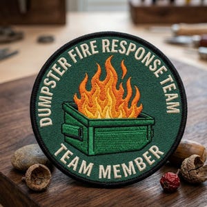 Dumpster Fire Response Team Member Embroidered Patch Iron On Morale Badge For Backpack Jackets And Tactical Gear Funny Joke Patch