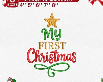 初めてのクリスマス刺繍デザイン、赤ちゃんの初めてのクリスマスミシン刺繍、クリスマスの名言刺繍ファイル、ホリデー刺繍パターン