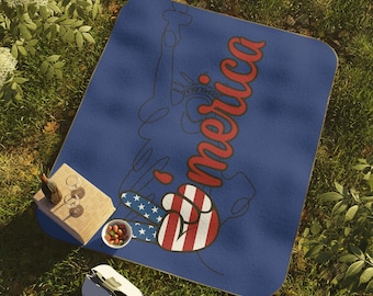 Merica Heart Flag Picnic Blanket | American Flag Patriotic Outdoor Mat