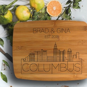 Columbus Ohio Skyline Design- Engraved Cutting Board, Custom Cutting Board, Wedding Gift, Housewarming Gift