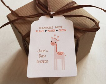 25 Baby shower favors - Giraffe Plantable seed paper favors - Boxed personalized favors - assembly required
