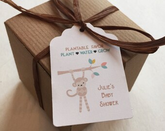 50 Baby shower guest gift or favors - Monkey Plantable seed paper kids party favors - Children's personalized favors - assembly required