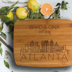 Atlanta Georgia Skyline Design- Engraved Cutting Board, Custom Cutting Board, Wedding Gift, Housewarming Gift
