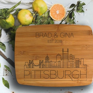 Pittsburgh Pennsylvania Skyline Design- Engraved Cutting Board, Custom Cutting Board, Wedding Gift, Housewarming Gift