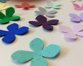 Plantable seed paper flowers - 100 plantable seed paper flowers - choose your color plantable flower