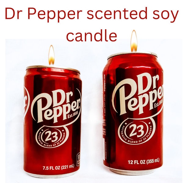 Dr. Pepper 7.5 oz or Dr. Pepper 12 oz Scented Soy Candle from Recycled Can, Pop candle, Drink can candles