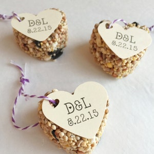 75 Heart Shaped Bird Seed Favors - Personalized Wedding or Party