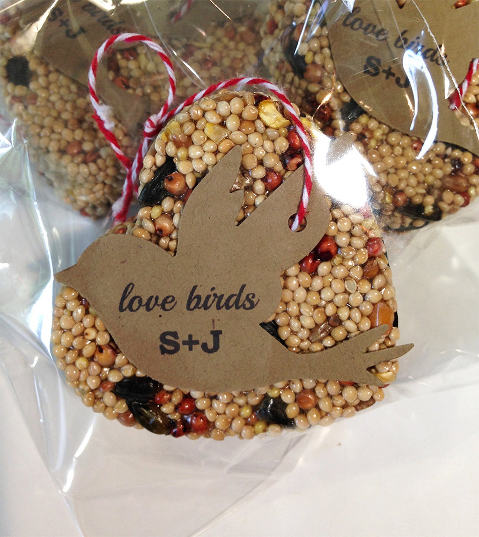 30 Bird Seed Heart Shaped Favors in Cello Bags Etsy