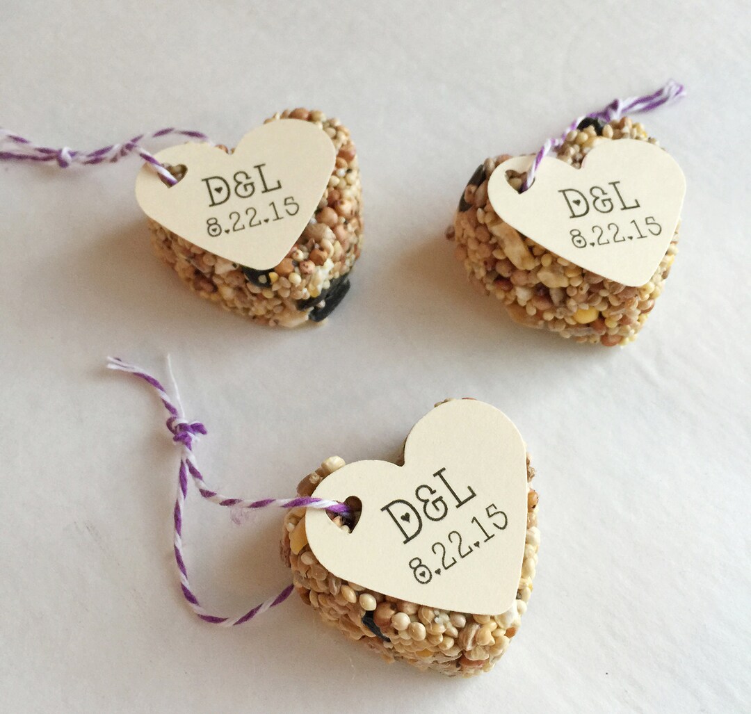 40 Guest Custom Favors, Bird Seed Heart Shaped Favor MINI, Rustic Favor