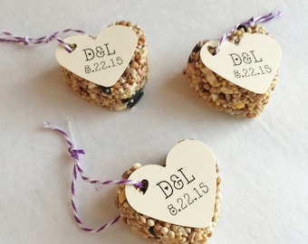 40 Guest Custom Favors, Bird Seed Heart Shaped Favor MINI, Rustic Favor, Party Favors, Shower Favor