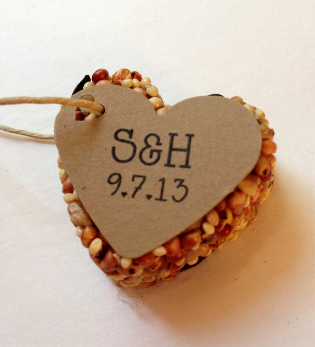 30 Bird Seed Heart Shaped Favor MINI Wedding and Events Personalized