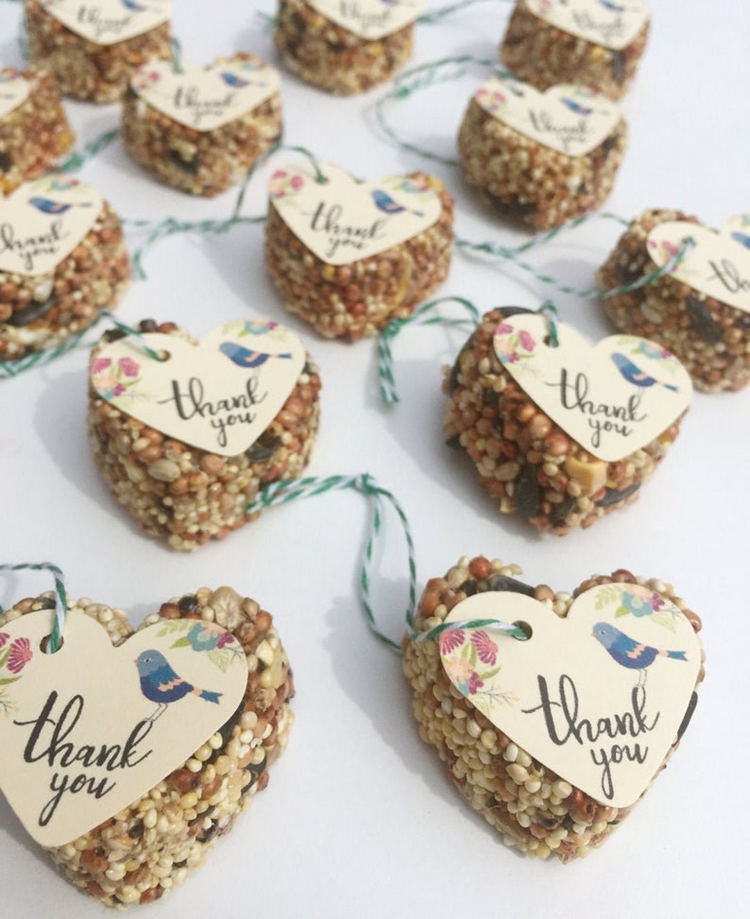 40 Guest Custom Favors, Bird Seed Heart Shaped Favor MINI, Rustic Favor