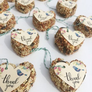 40 Guest Custom Favors, Bird Seed Heart Shaped Favor MINI, Rustic Favor, Party Favors, Shower Favor