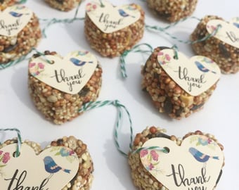 40 Guest Custom Favors, Bird Seed Heart Shaped Favor MINI, Rustic Favor, Party Favors, Shower Favor