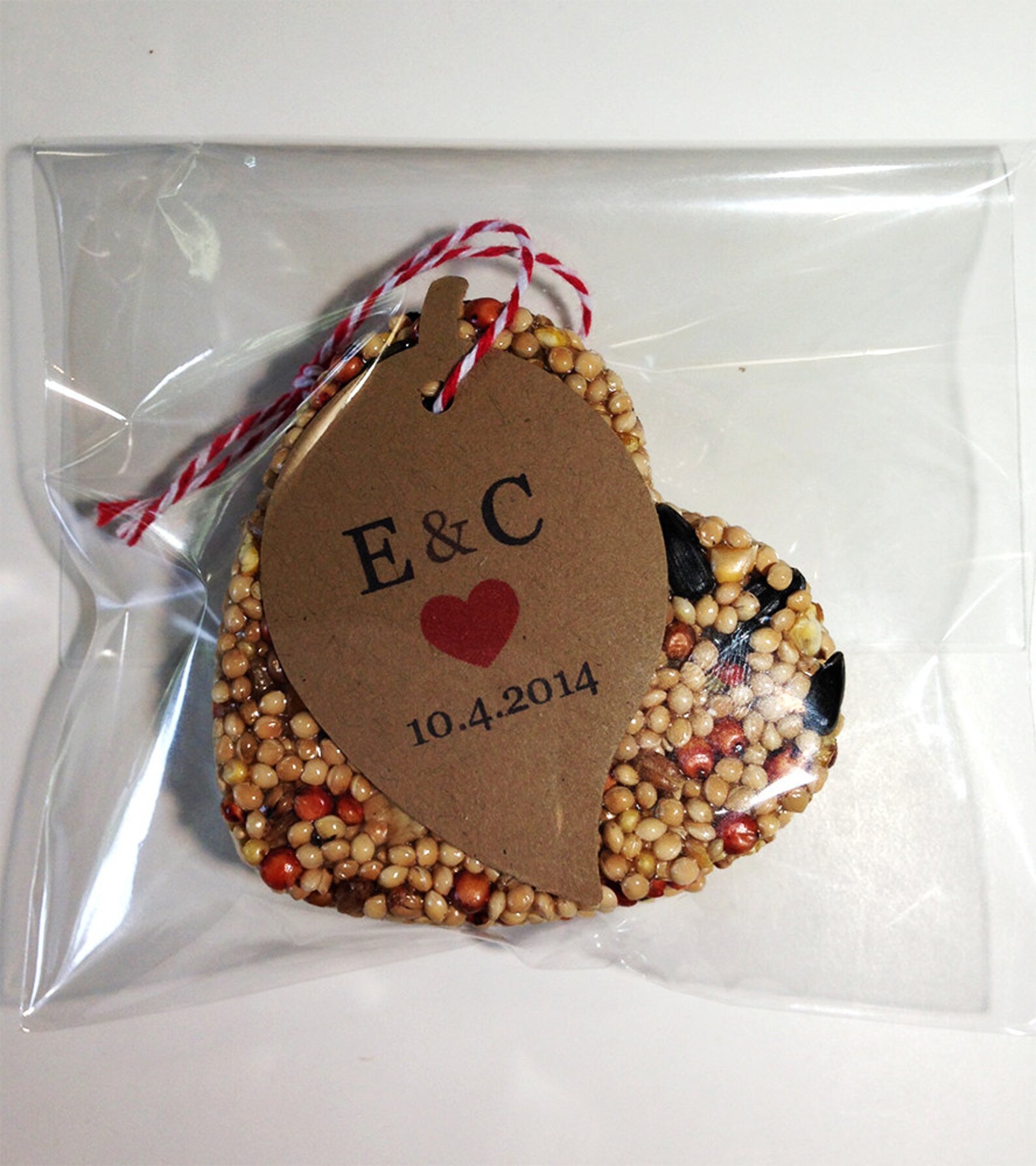 100 Bird Seed Heart Shaped Favors in Individual Cello Bags Wedding and