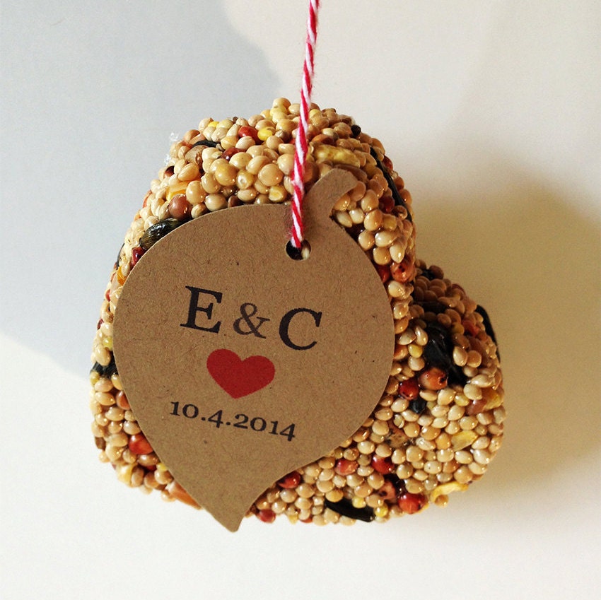 50 Bird Seed Heart Shaped Favors Leaf Shaped Personalized Etsy