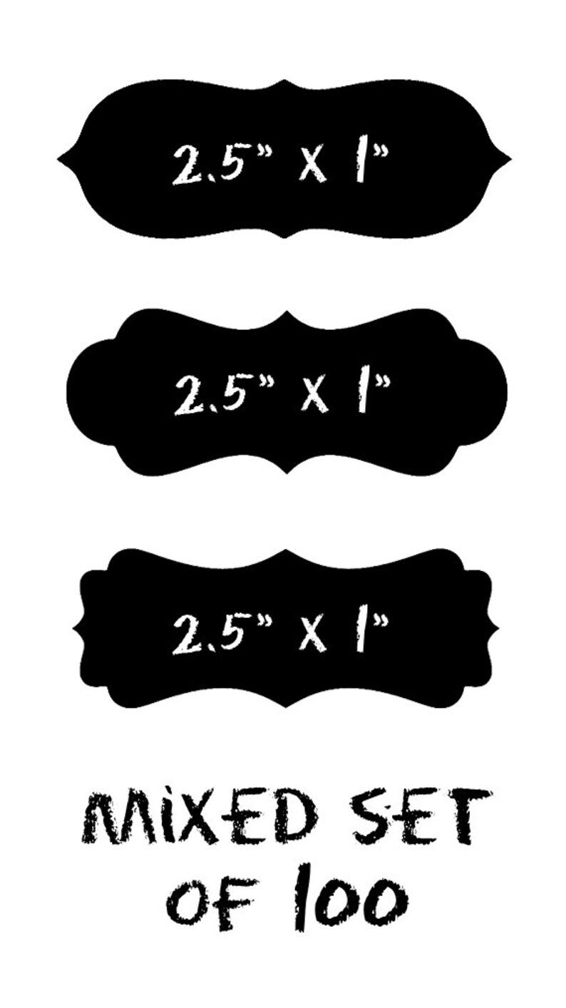 Chalkboard decals/labels vinyl small mixed set of 100 chalk Etsy