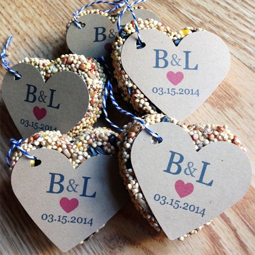 20 Bird Seed Heart Shaped Favors Bird Shaped Personalized Etsy