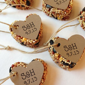 50 Bird Seed Heart Shaped Favor MINI- Wedding and Events - Personalized bird seed favor - weddings - parties